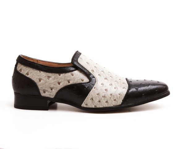 MENS black and white DOTTED SLIP ON LOAFERS ROUNDED TOE TASSLE ROSSELLINI ALTEZA