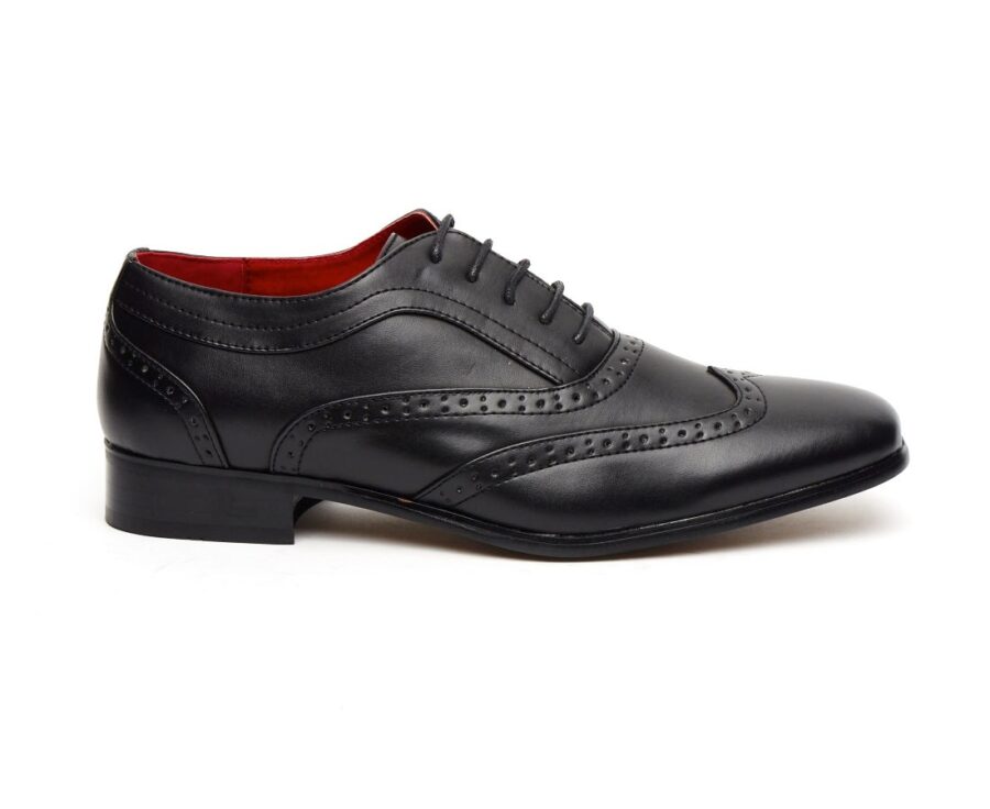 FITALIAN DESIGNER LACE-UP POINTED BLACK PATENT LEATHER BROGUES ROSSELLINI BORSALINO