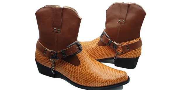 MENS WESTERN COWBOY ANKLE BOOT ZIP up ROSSELLINI TUCO