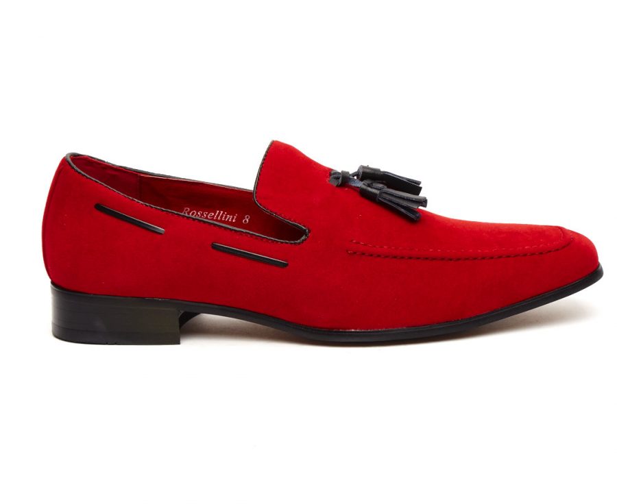 FAUX SUEDE MOCCASIN TASSEL RED