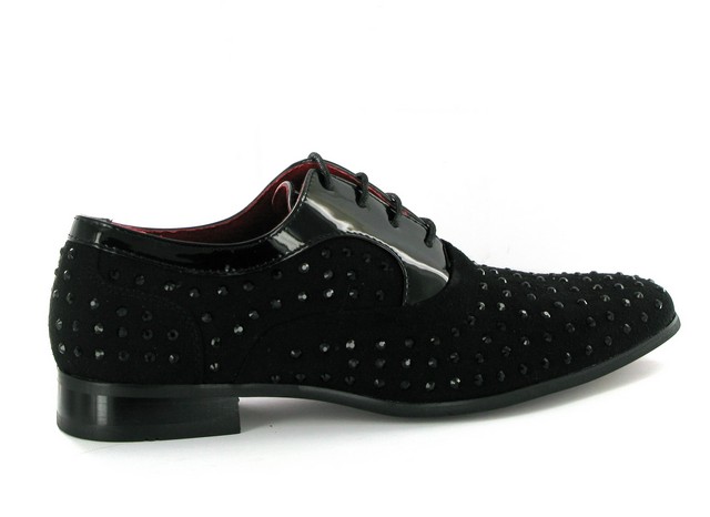 MENS STUDDED LACE-UP POINTED toe wedding shoes rossellini lazio black