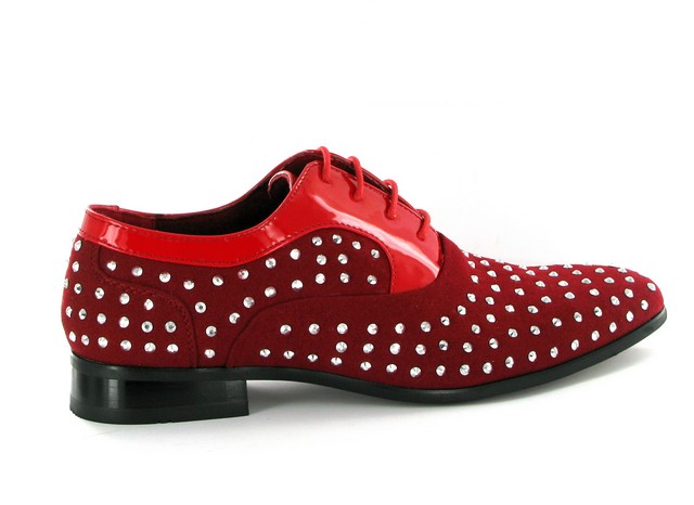 MENS STUDDED LACE-UP POINTED toe wedding shoes rossellini lazio red