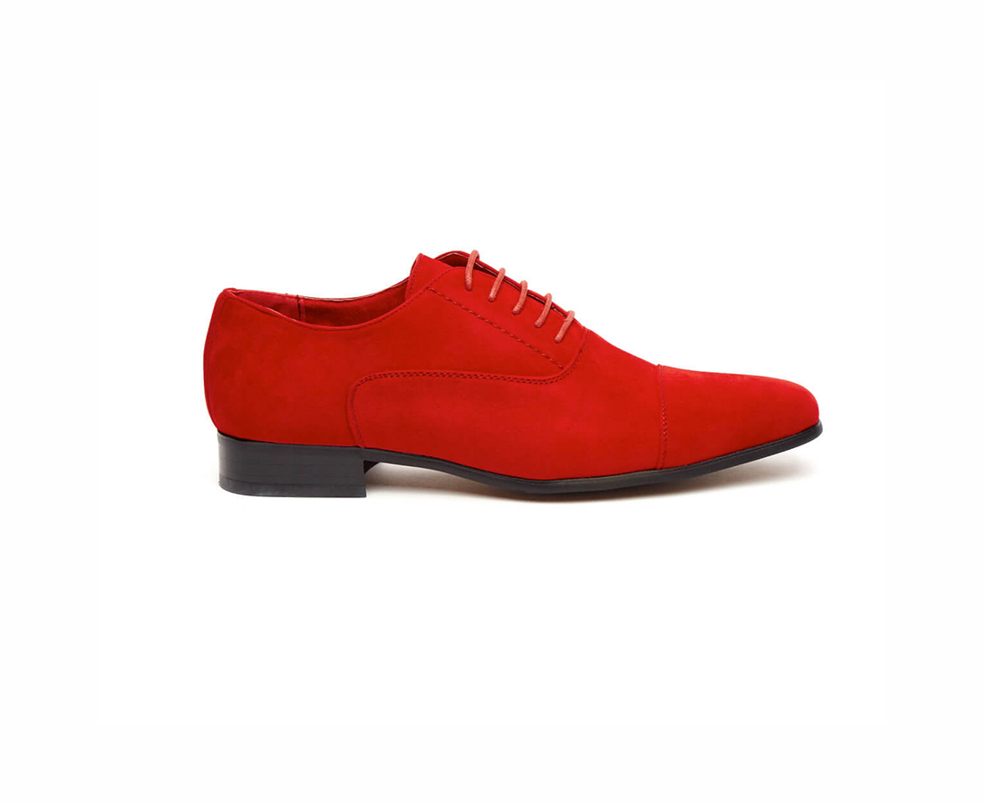 MENS FAUX SUEDE LACE-UP CASUAL SHOES ROSSELLINI MARIO red