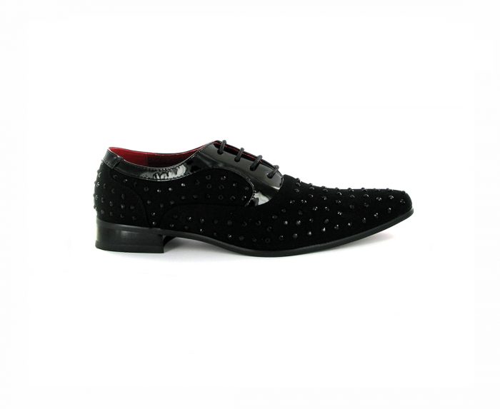 MENS LACE-UP STUDDED POINTED SHOES FAUX SUEDE ROSSELLINI NAPLES
