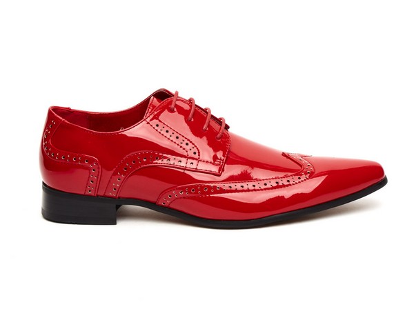 MENS POINTED BROGUES LACE red