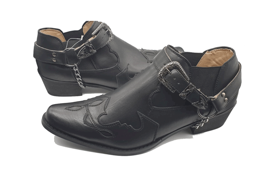 ITALIAN MENS ANKLE BUCKLE ROSSELLINI VENEZIA black boots