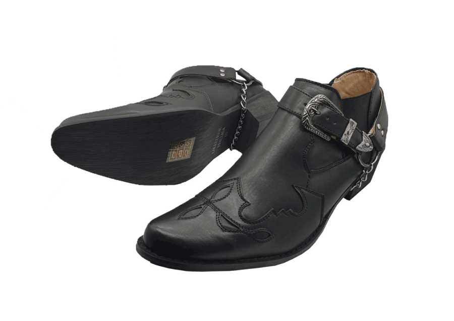 ITALIAN MENS ANKLE BUCKLE up boots ROSSELLINI VENEZIA black