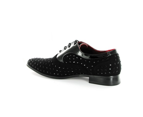 MENS STUDDED LACE-UP POINTED toe wedding shoes rossellini lazio black