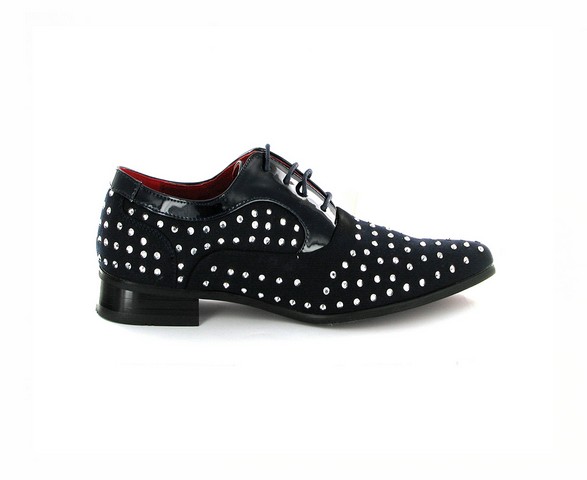 MENS LACE-UP STUDDED POINTED SHOES FAUX SUEDE ROSSELLINI NAPLES